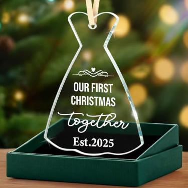 Imagem de Our First Christmas Together Ornamento 2025 – Decoração de Natal para Casal Recém-casado, Presente Romântico para Namorado Namorada Marido Esposa, Primeiro Ano Casado Ornamento Lembrança Árvore