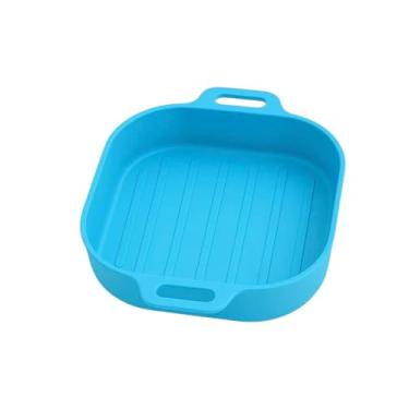 Imagem de Forma Quadrada de Silicone Para Airfryer, 16x16 cm, Antiaderente, Mantém Limpo e Facilitando Seu Tempo Na Cozinha. (AZUL CLARO)