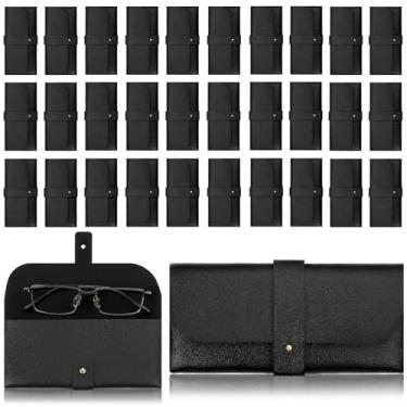 Imagem de Neyauo Pacote com 30 estojos de couro para óculos, estojo macio, portátil, fino, para óculos de sol, bolsa preta, para negócios, mulheres, homens