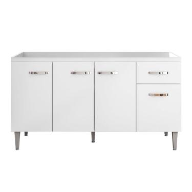 Imagem de Balcão Gabriela De Pia 150Cm Sem Tampo 4 Portas Branco