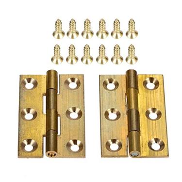 Imagem de 2 pcs latão 1/1.5/2 / 2,5 polegadas dobradiças dobradiças decorativas de armário de madeira caixa de jóias de madeira acessórios de móveis com parafusos YYDFPIIA (Color : B)