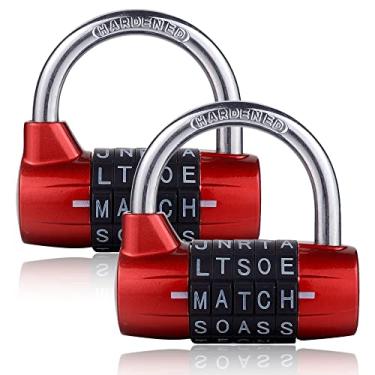 Imagem de 2 Pacotes de Cadeado com Senha 5 Letras Combinação Dígitos para Armário Academia Escolar Esportivo Cerca Caixa Ferramentas Armazenamento Gabinete Fecho