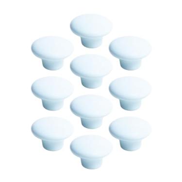 Imagem de Kit 12 Puxadores de Gaveta em Cerâmica e Porcelana para Armários e Móveis, 38mm, Decorativo (Azul Claro - MPPON108)