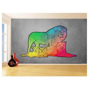 Imagem de Papel De Parede Animais Pop Art Familia Leões 3,5M Pxa423 - Você Decor