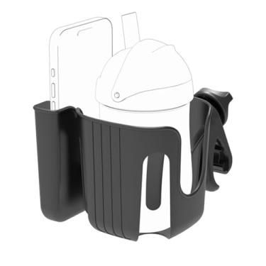 Imagem de Suporte de copo para carrinho de bebê, suporte de copo para cadeira de rodas, armazenamento ajustável 2 em 1 para idosos, mãe, acampamento, viagem, compras