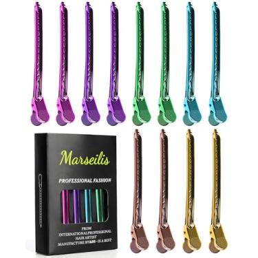 Imagem de Clipes de cabelo profissionais para corte de penteado, 12 peças, antiderrapantes, sem vestígios, grampos de cabelo com bico de pato à prova de ferrugem, clipes de cachos de jacaré para salão de beleza