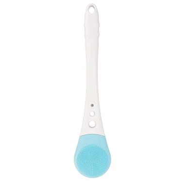 Imagem de Escova de banho de silicone esfoliante, cabo longo, escova de chuveiro, massagem de limpeza profunda para adultos, crianças, banheiro, material abs azul