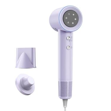 Imagem de Secador de Cabelo Profissional Alta Velocidade - Controle Inteligente de Temperatura, Visor LCD e 4 Modos de Ar(Roxo 110V/127V)
