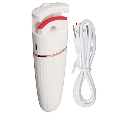 Imagem de Modelador de cílios elétrico aquecido USB recarregável sensível à temperatura Silicone aquecimento rápido design curvo Controle de um toque para mulheres meninas rotina de beleza (Branca)