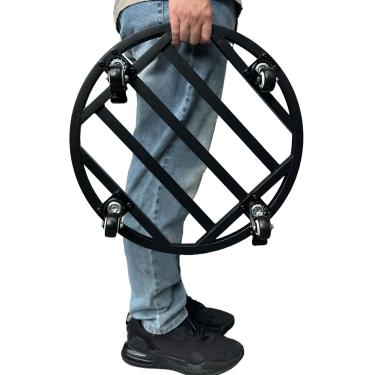 Imagem de Hongsane Suporte redondo para plantas de 45,7 cm com rodas resistentes, suporte grande de metal de 226,8 kg para uso interno e externo, carrinho de plantas com rodízios industriais, bandeja preta para