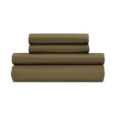 Imagem de BleuBully Conjunto de lençóis de cetim modal Pure Beech – Lençóis refrescantes de 400 fios – Lençóis de cetim macios e luxuosos de madeira de faia (verde floresta, California King)