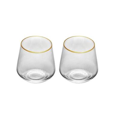 Imagem de WOLFF - Conjunto 2 Copos Baixos de Vidro com Fio de Ouro Lines 330ml