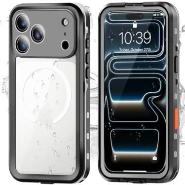 Imagem de Hertekdo Capa para iPhone 17 Pro MagSafe, IP68 à prova d'água para iPhone 17 Pro, proteção total compatível com iPhone 17 Pro, capa de proteção de lente e queda, TPU resistente a impactos + PC