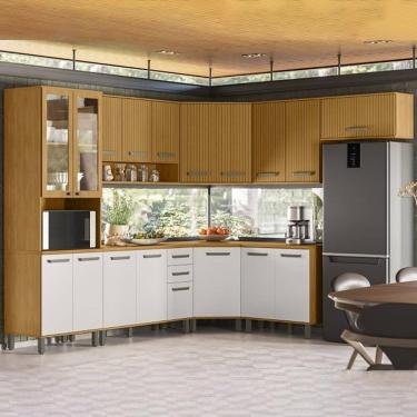 Imagem de Cozinha 9 Pecas Balcao Tampo 270 Cm Cria Pln Ripado Off White