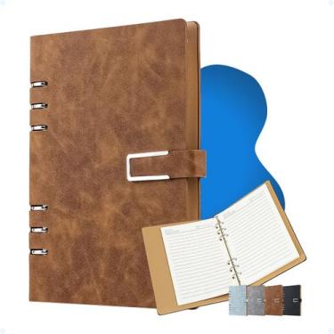 Imagem de Caderno De Anotações Capa Dura Couro Pu A5 Fichário Escolar - Hxt, Mar