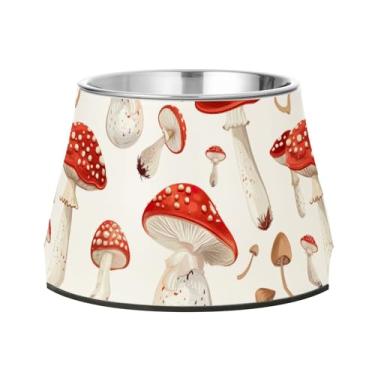 Imagem de SEHANY Tigelas para cães de ervas e cogumelos antiderrapante de aço inoxidável com fundo de borracha para evitar tombamento, tigelas elevadas para comida e água quadriculadas para cães e gatos