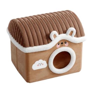 Imagem de WeiLaiKeQi Cama toca para gatos, ideal para animais de pequeno e médio Almofada antiderrapante, macia e quente, removível, perfeita para o inverno. Tapete, Marrom, M