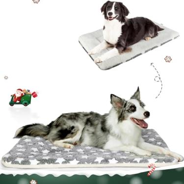 Imagem de Mora Pets Almofada de caixa de cama de cachorro ultra macia para cama de animal de estimação tapete lavável para cães grandes médios pequenos reversível lã caixa de cachorro tapete de canil forro de cama de gato 35 x 22 polegadas cinza