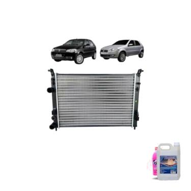 Imagem de Kit Radiador Palio Fire 1.0 1.3 8/16V Strada 1.4 C/S AR + Aditivo Rosa + Água Desmineralizada 5L