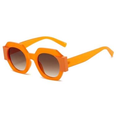 Imagem de Óculos de Sol Vintage Masculino Feminino Luxo UV400 Moda Feminina Multicolorido (Laranja-Marrom).