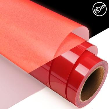 Imagem de GIRAFVYINL Vinil HTV Reflexivo Vermelho Vinil Transferência de Calor para Cricut 30,48 cm X7 pés Ferro sobre Vinil para Camiseta DIY, Tecido