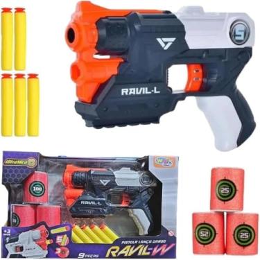 Imagem de Pistola lancadora de dardos de brinquedo, 9 pecas, colorida e divertida. - Cores sortidas