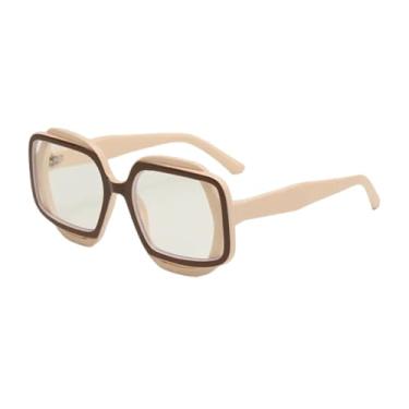 Imagem de JRLLFD Óculos de sol da moda, proteção solar versátil, colisão de cores, tons UV400 (lente branca transparente)