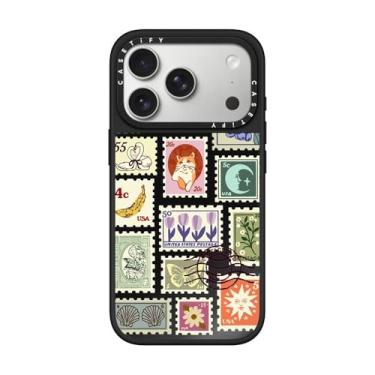 Imagem de CASETiFY Capa espelhada para iPhone 17 Pro [refletiva/compatível com Magsafe/1,5 m. 1 x proteção contra quedas de grau militar] - Coleção de carimbos - preto em preto