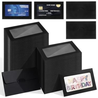 Imagem de 200 pacotes de envelopes de cartão de presente com janela, capas de presente de 9,9 cm x 6 cm, envelope com porta-cartões, mini cartões de convite de negócios, envelopes sem cartões para festa de Ação