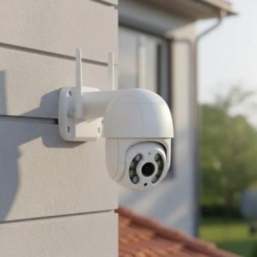 Imagem de Câmera de Vigilância e Segurança Externa Dome Ip A8 Prova D'água Infravermelho Wifi 2 Antenas Slot Para Cartão Full HD 1080p