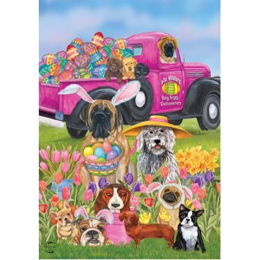 Imagem de Bandeira decorativa de casa de humor para cães de Páscoa Briarwood Lane 28" x 40"