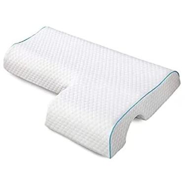 Imagem de Travesseiro cervical para alívio da dor no pescoço, travesseiro ortopédico para casal com espuma viscoelástica para dor no pescoço e braço, travesseiro ergonômico de recuperação lenta e antidormência