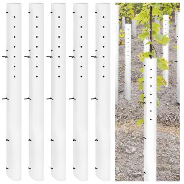 Imagem de Pushglossy Pacote com 20 protetores de cultivo de mudas de tubo de árvore de 121 cm, protetor de cultivo de árvore com fecho de correr, protetor de plantas pequenas, abrigo de plantas, para mudas ao