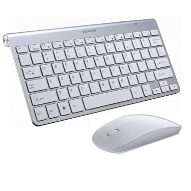 Imagem de Kit Teclado e Mouse Sem Fio 2.4GHz Compacto Conexão Wireless Teclado com Switch Óptico e Mouse até 3200 DPI - Ergonômico Ideal para Trabalho Estudo