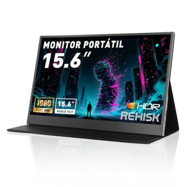 Imagem de Monitor portátil com tela IPS de 15,6 polegadas, extensor de tela para laptop, FHD, 1080P, capa inteligente, alto-falantes, USB-C, HDMI, ultrafino, monitor de viagem para laptop, PC e telefone