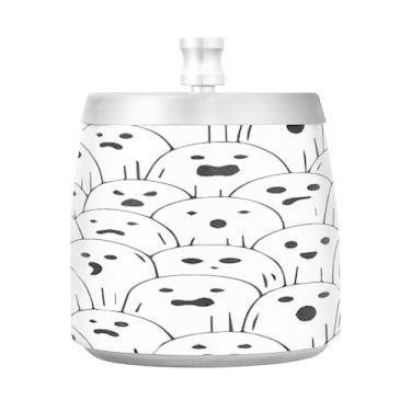 Imagem de Qilmy Cinzeiro bonito de aço inoxidável com tampa - Cinzeiro de cigarro à prova de vento sem cheiro sem fumaça para casa, escritório, carro, pátio, varanda (uso interno e externo)