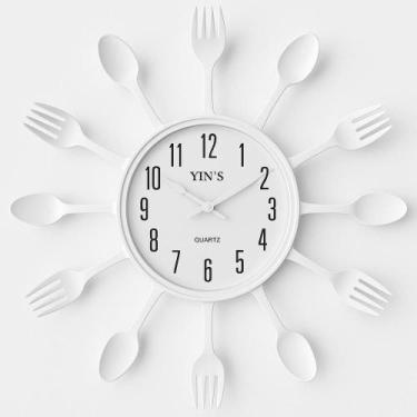 Imagem de Relogio talheres decorativo branco para cozinha estilo retro - Yeet