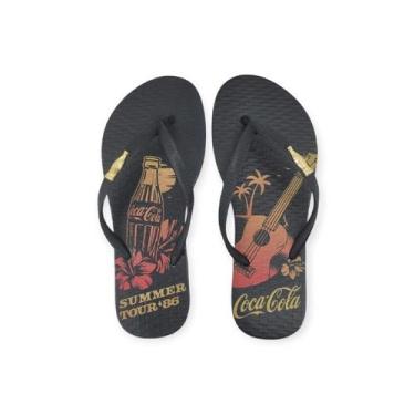 Imagem de Chinelo Coca-Cola Shoes Sunset Jam Feminino Adulto Ref. CC4821, Preto,