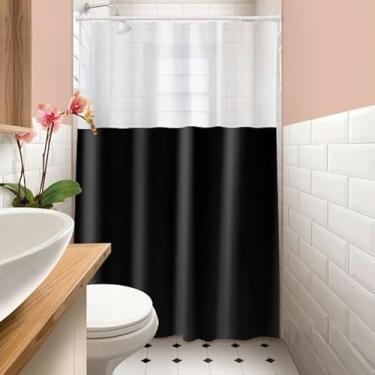 Imagem de Cortina de Box Banheiro Vinil com Ganchos – Cortina para Box Impermeável e Fácil de Limpar (SAIA PRETA)