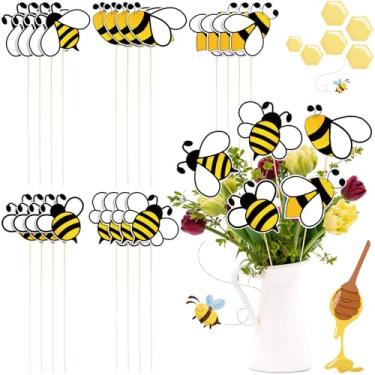 Imagem de Epakh 20 peças de estacas de abelha decoração suprimentos de festa palitos de papel dupla face palhetas florais de abelha para néctar de abelha picareta decorativa para decoração de casa decorações