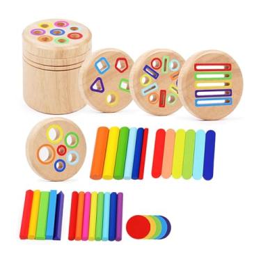 Imagem de menolana Brinquedo educativo de madeira para de cores e habilidades motoras finas, ideal para meninos e meninas, 5 in 1