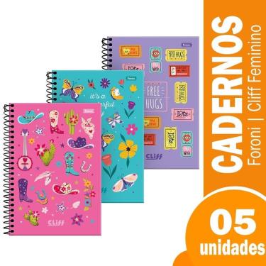 Imagem de Caderno Espiral 1/4 Capa Dura Foroni Cliff Feminino 5X160fls