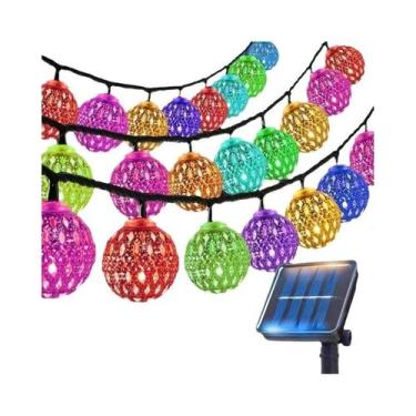 Imagem de Corda De Luz Solar Colorida Em Forma De Bola Marroquina Com 8 Modos 20