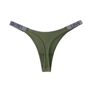 Imagem de Calcinha Tanga De Baixa Cintura Com Letras Em Strass Para Mulheres Sex