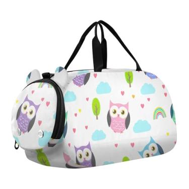 Imagem de Bolsa esportiva para meninos, coalas fofos, Natal, verde, presente de fim de semana, bolsa de viagem para meninas, Linda estampa de corujas coloridas, Clássico