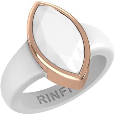 Imagem de Rinfit Anel feminino de silicone com aço inoxidável - alianças de casamento de borracha marquesa - design pendente de patente, Size 5, Silicone, Sem pedra preciosa