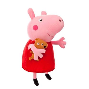 Imagem de Brinquedo de pelúcia Peppa Pig 26 cm rosa macio recheado para sentar