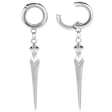 Imagem de DOEARKO 2 peças de tampões de orelha cruzados de aço inoxidável 3 mm (8G) brincos leves para orelhas esticadas, hipoalergênicos, medidores de orelha pendentes com esticadores de pingente de cruz