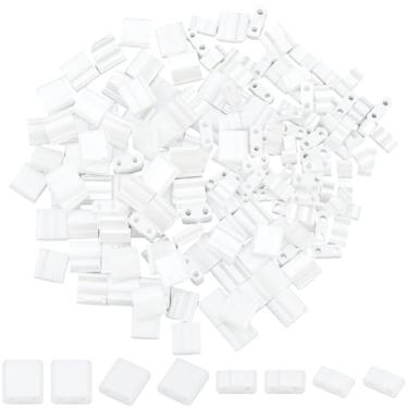 Imagem de SUNNYCLUE 1 caixa 240 peças 5 x 2 mm/5 x 5 mm contas de sementes de dois furos 1/2 vidro meio branco furo duplo quadrado retangular mini espaçadores contas para fazer joias colar brinco feminino