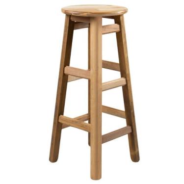 Imagem de Banqueta Alta Madeira Maciça 75cm Bar Cozinha Bistrô - Só Mesas Só Cad